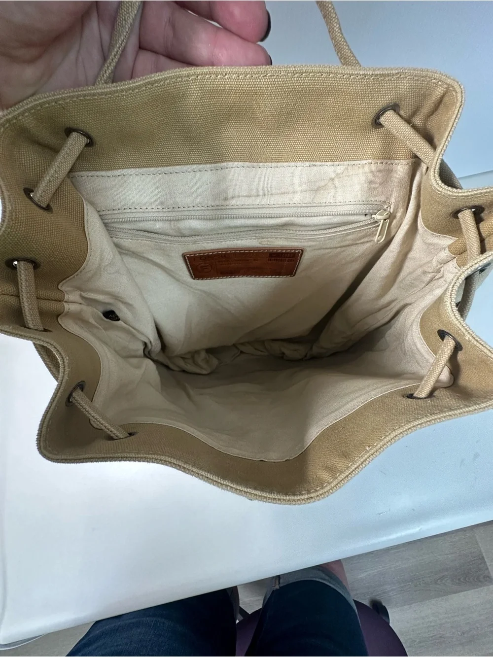 Fossil Expedition Co. Canvas Backpack Brown Leather Trim Durable Travel Gear